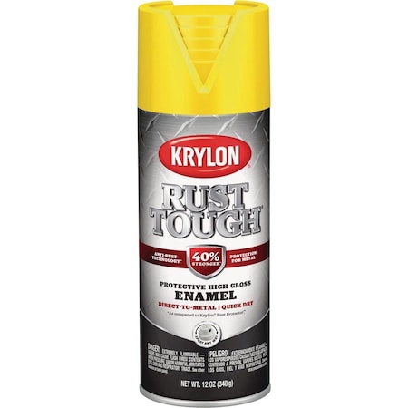Krylon Rust Tough 12 Oz. Gloss Alkyd Enamel Spray Paint, Yellow K09211008